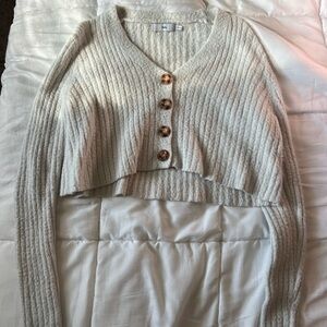 Adika White Fuzzy Cropped Sweater Size XS/S